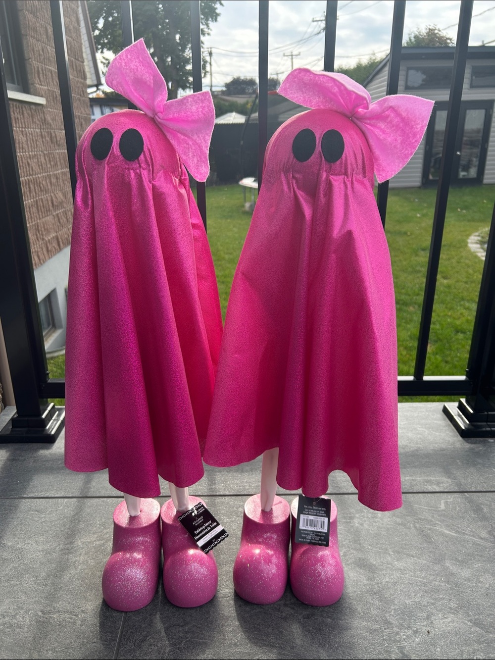 NWT 🆕 Halloween Table Decor Pink Ghost Costume with Bow and Boots, 25 inch each
